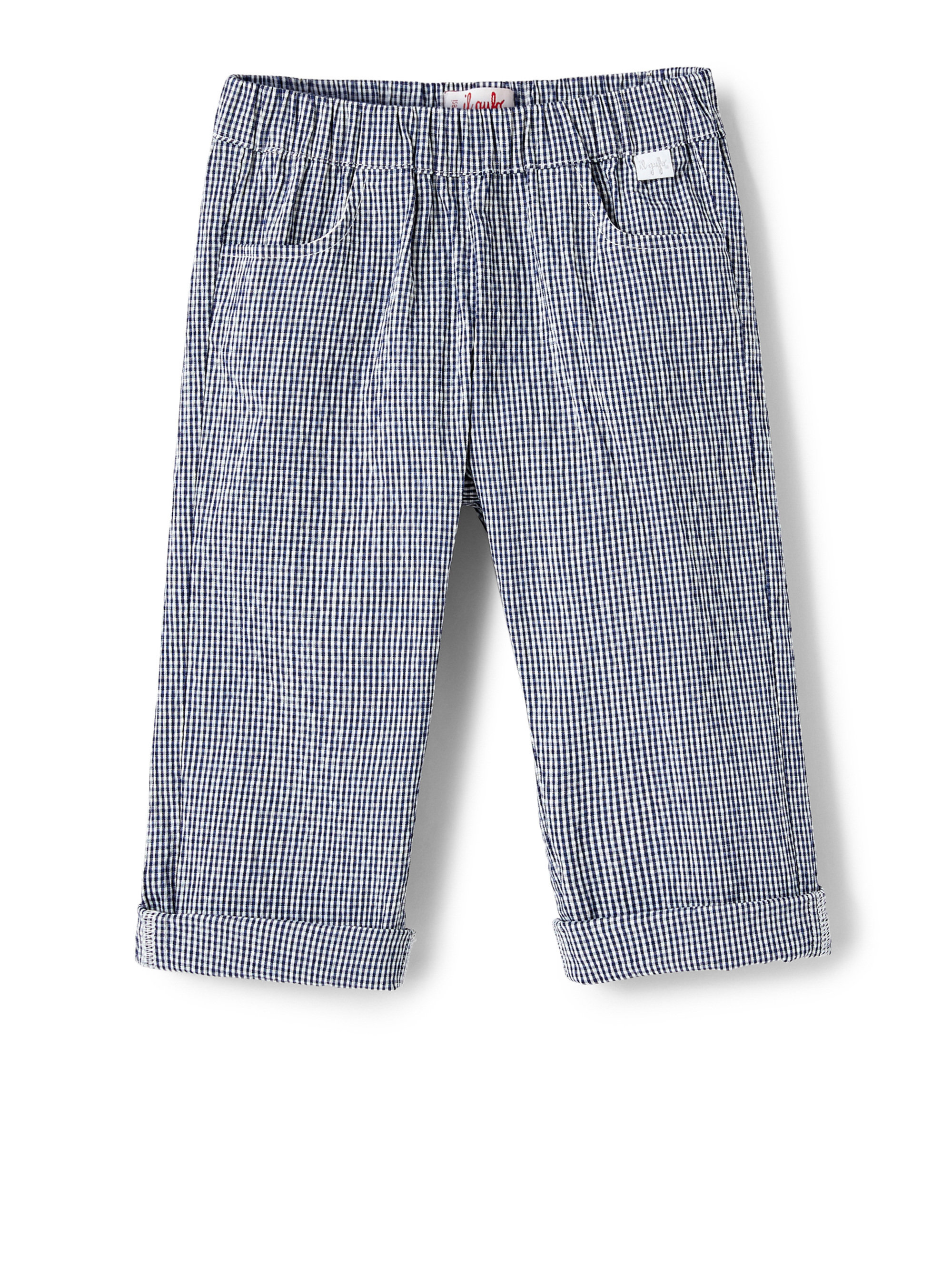 Pantaloni in micro vichy blu - NUOVA COLLEZIONE - Il Gufo